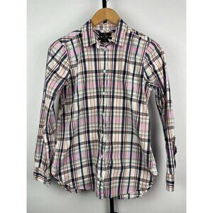J. Crew Multicolor Plaid Classic Fit Long Sleeve Button Down Collared Top Size 2
